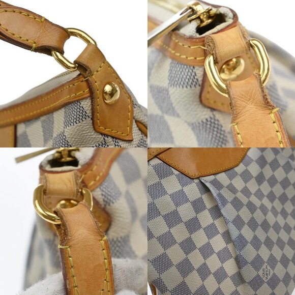 LOUIS VUITTON Siracusa MM Shoulder Bag Damier Azur Leather White - Picture 9 of 16